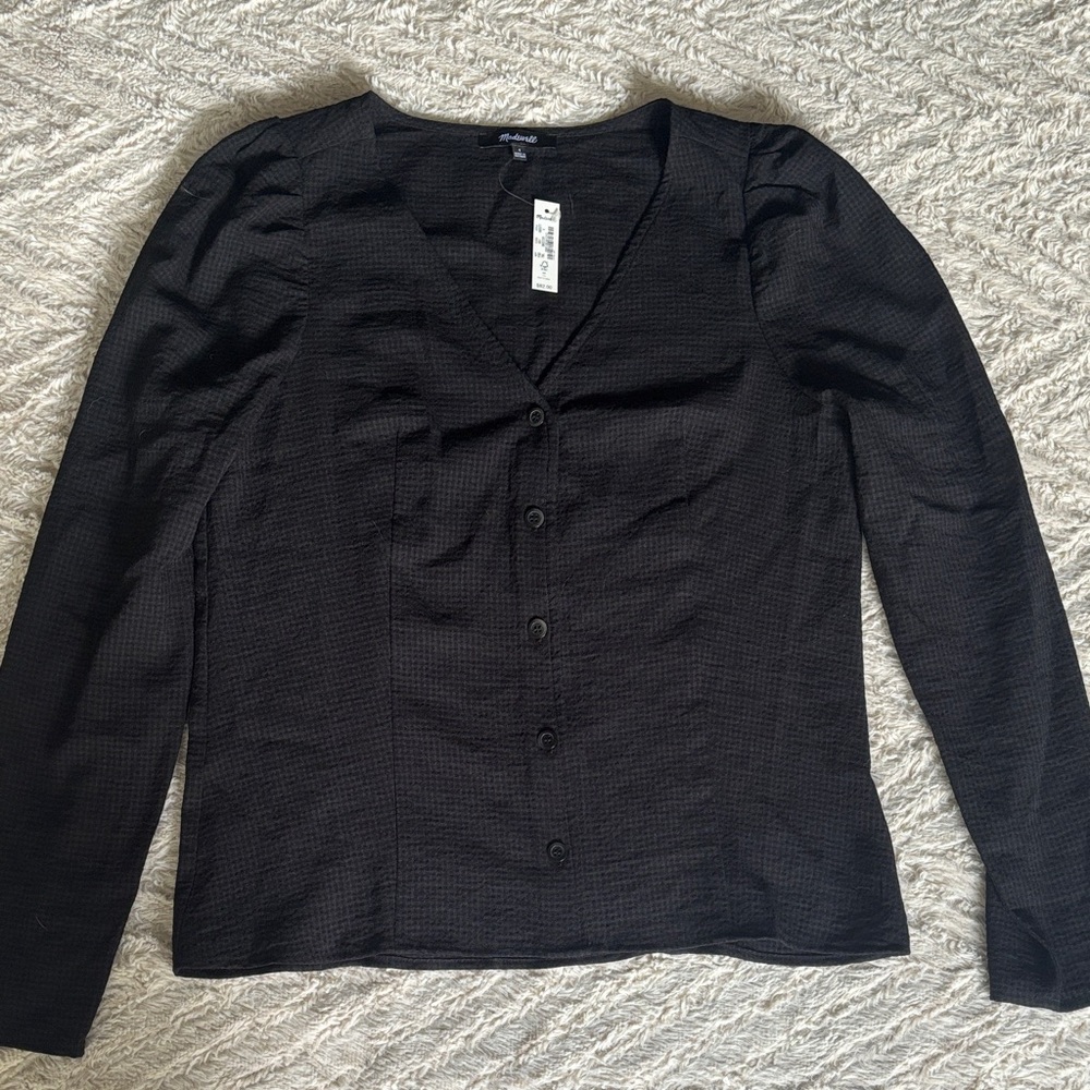 NWT Madewell Black Button-Up Women's Top 4